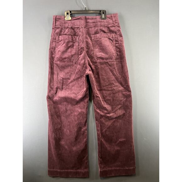 New Anthropologie Maeve Colette Size 31 Cropped Corduroy Wide Leg Pants Purple - Picture 6 of 10